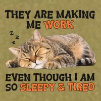 The Are Making Me Work Even Though I Am So Sleepy And Tired Cute Cat Garment-Dyed Women's Muscle Tee
