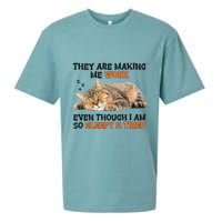The Are Making Me Work Even Though I Am So Sleepy And Tired Cute Cat Sueded Cloud Jersey T-Shirt