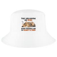 The Are Making Me Work Even Though I Am So Sleepy And Tired Cute Cat Cool Comfort Performance Bucket Hat
