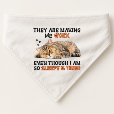 The Are Making Me Work Even Though I Am So Sleepy And Tired Cute Cat USA-Made Doggie Bandana