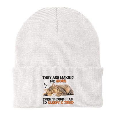 The Are Making Me Work Even Though I Am So Sleepy And Tired Cute Cat Beanie