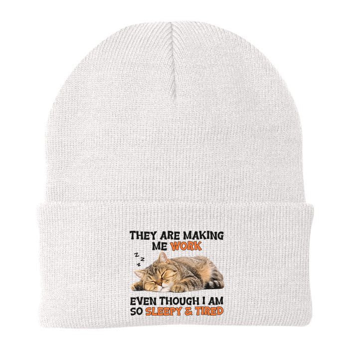 The Are Making Me Work Even Though I Am So Sleepy And Tired Cute Cat Beanie