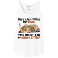 The Are Making Me Work Even Though I Am So Sleepy And Tired Cute Cat Ladies Essential Tank