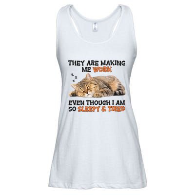 The Are Making Me Work Even Though I Am So Sleepy And Tired Cute Cat Ladies Essential Flowy Tank
