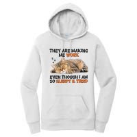 The Are Making Me Work Even Though I Am So Sleepy And Tired Cute Cat Women's Pullover Hoodie