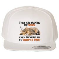 The Are Making Me Work Even Though I Am So Sleepy And Tired Cute Cat Wool Snapback Cap
