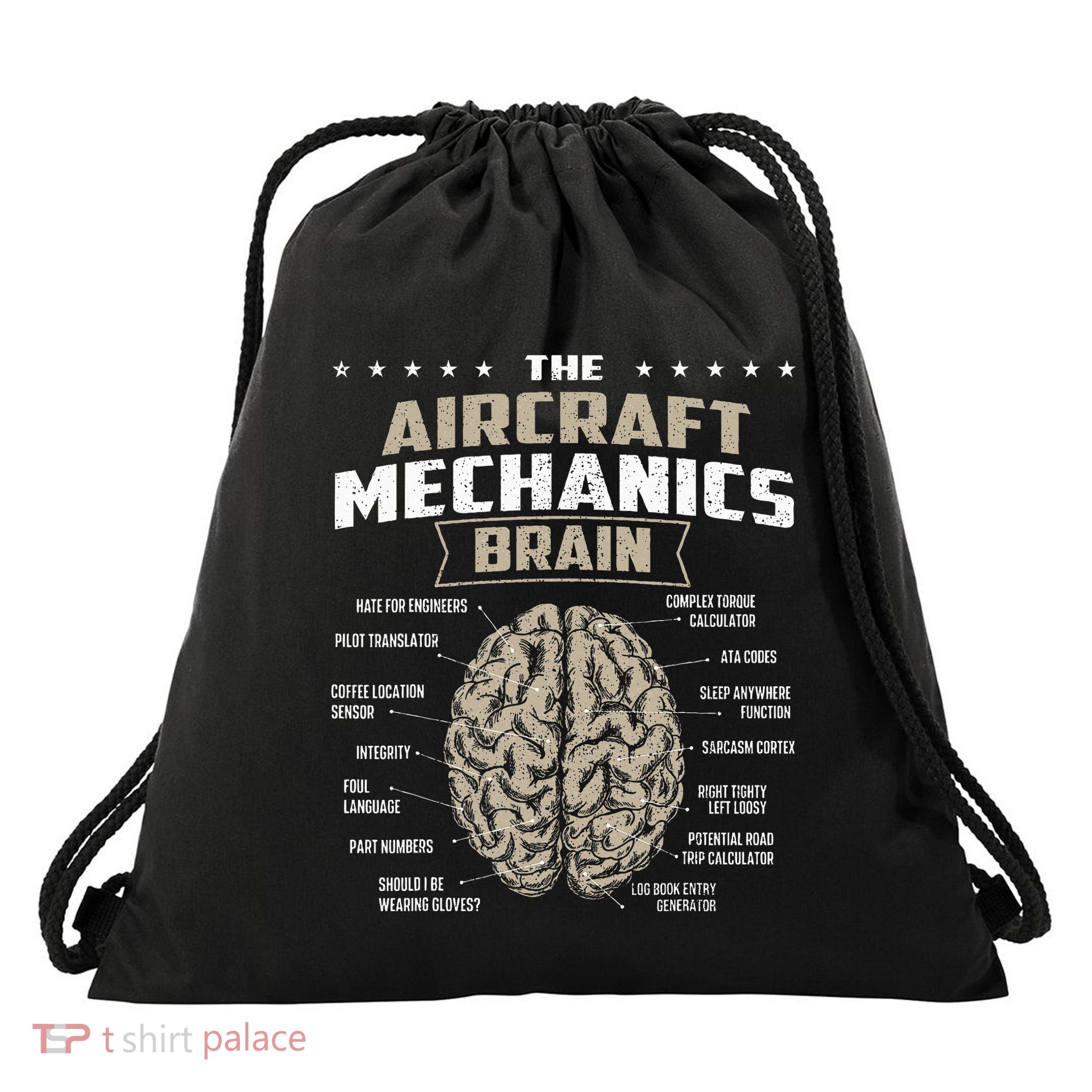The Aircraft Mechanics Brain Airplane Maintenance Aviation Drawstring Bag