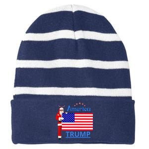 Trump A Man Of Difficult Tasks Striped Beanie with Solid Band