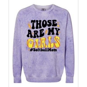 Those Are My Girl Softball Mom Colorblast Crewneck Sweatshirt