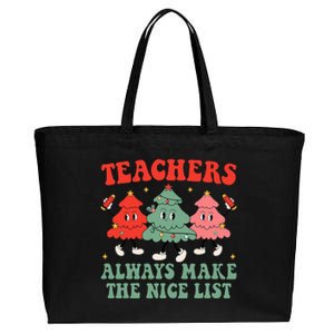 Teachers Always Make The Nice List Teacher Christmas Xmas Cotton Canvas Jumbo Tote