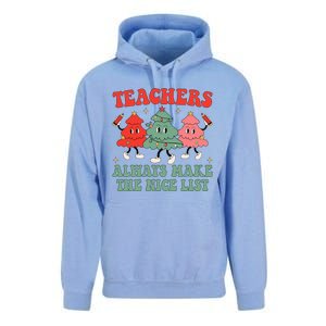 Teachers Always Make The Nice List Teacher Christmas Xmas Unisex Surf Hoodie