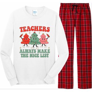 Teachers Always Make The Nice List Teacher Christmas Xmas Long Sleeve Pajama Set