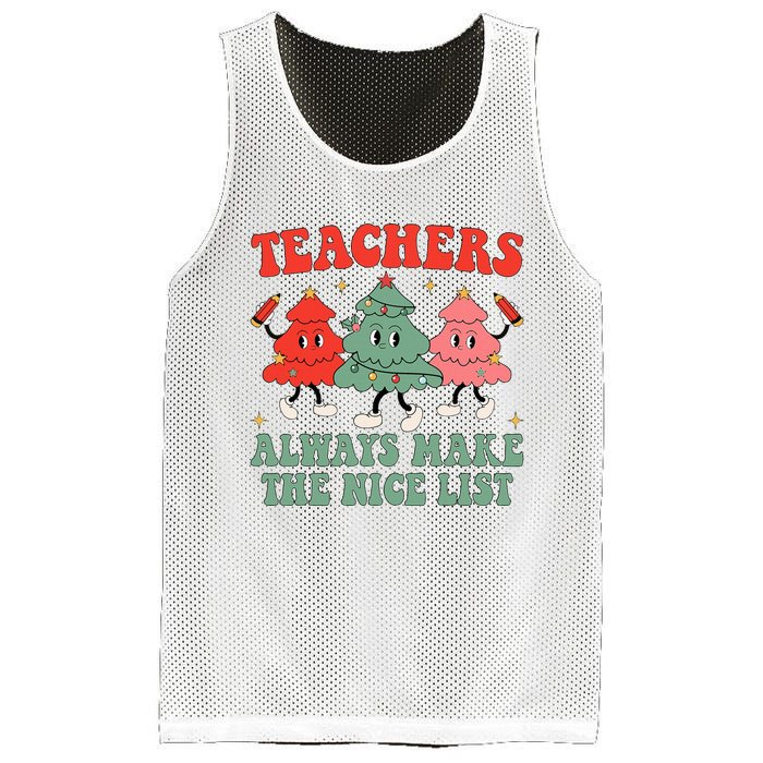 Teachers Always Make The Nice List Teacher Christmas Xmas Mesh Reversible Basketball Jersey Tank