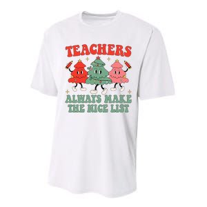 Teachers Always Make The Nice List Teacher Christmas Xmas Performance Sprint T-Shirt