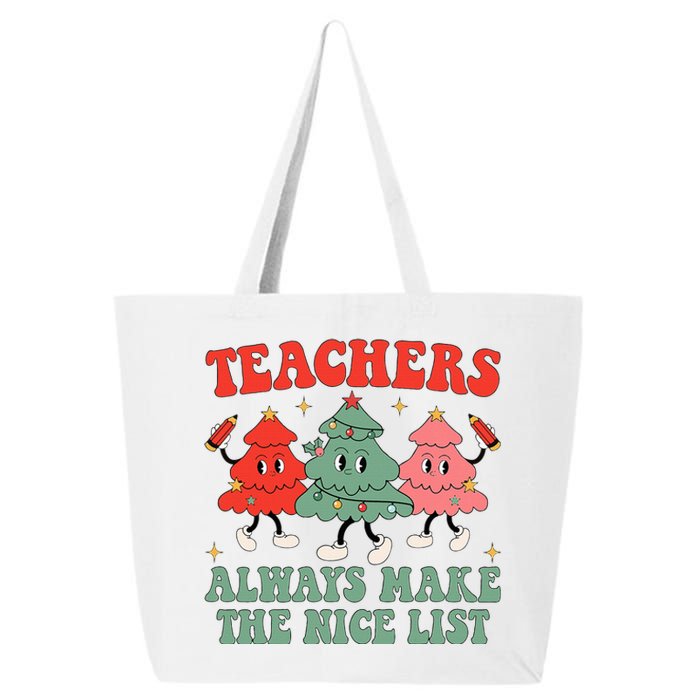 Teachers Always Make The Nice List Teacher Christmas Xmas 25L Jumbo Tote