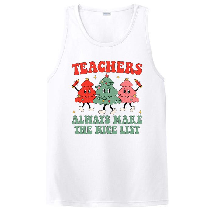 Teachers Always Make The Nice List Teacher Christmas Xmas PosiCharge Competitor Tank