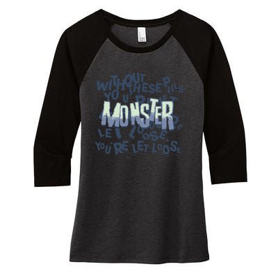 The Automatic Monster Scary Halloween Verse Lyrics Women's Tri-Blend 3/4-Sleeve Raglan Shirt