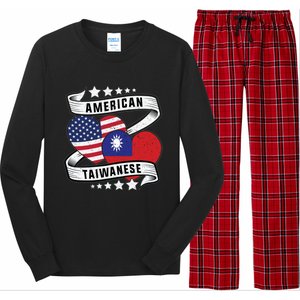 Taiwanese American Meaningful Gift Half Taiwanese Half American Flag Gift Long Sleeve Pajama Set