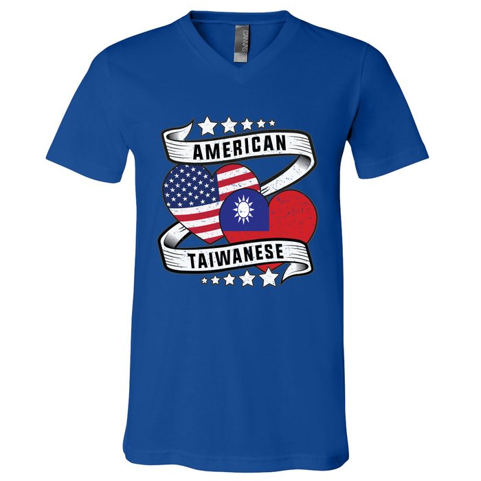 Taiwanese American Meaningful Gift Half Taiwanese Half American Flag Gift V-Neck T-Shirt