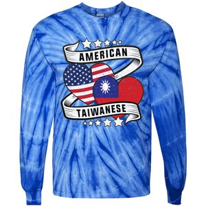 Taiwanese American Meaningful Gift Half Taiwanese Half American Flag Gift Tie-Dye Long Sleeve Shirt