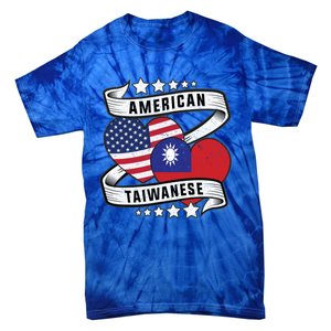 Taiwanese American Meaningful Gift Half Taiwanese Half American Flag Gift Tie-Dye T-Shirt