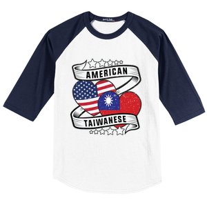 Taiwanese American Meaningful Gift Half Taiwanese Half American Flag Gift Baseball Sleeve Shirt