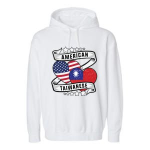 Taiwanese American Meaningful Gift Half Taiwanese Half American Flag Gift Garment-Dyed Fleece Hoodie