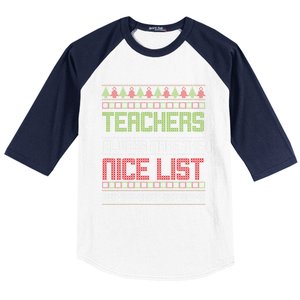 Teachers Always Make The Nice List SantaS Favorite Teacher Gift Baseball Sleeve Shirt