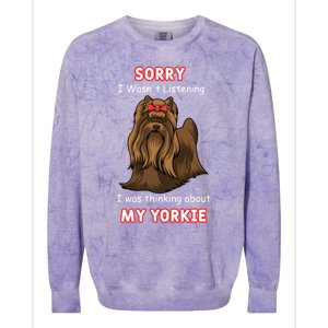 Thinking About My Yorkie Terrier Cute Gift Colorblast Crewneck Sweatshirt