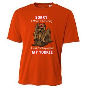 Thinking About My Yorkie Terrier Cute Gift Cooling Performance Crew T-Shirt