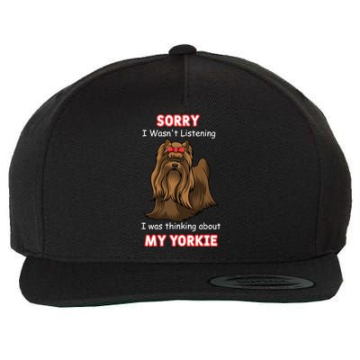 Thinking About My Yorkie Terrier Cute Gift Wool Snapback Cap