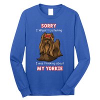 Thinking About My Yorkie Terrier Cute Gift Long Sleeve Shirt