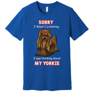 Thinking About My Yorkie Terrier Cute Gift Premium T-Shirt