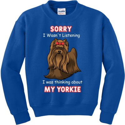 Thinking About My Yorkie Terrier Cute Gift Kids Sweatshirt