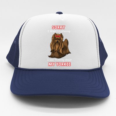 Thinking About My Yorkie Terrier Cute Gift Trucker Hat