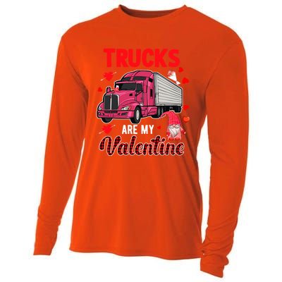 Trucks Are My Valentine Cute Hearts Funny Biker Lover Great Gift Cooling Performance Long Sleeve Crew