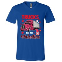 Trucks Are My Valentine Cute Hearts Funny Biker Lover Great Gift V-Neck T-Shirt