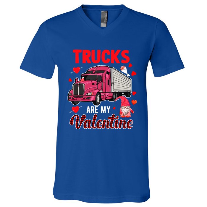 Trucks Are My Valentine Cute Hearts Funny Biker Lover Great Gift V-Neck T-Shirt