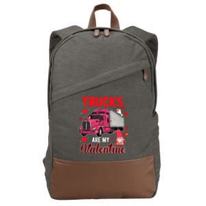 Trucks Are My Valentine Cute Hearts Funny Biker Lover Great Gift Cotton Canvas Backpack