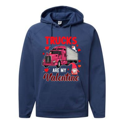 Trucks Are My Valentine Cute Hearts Funny Biker Lover Great Gift Performance Fleece Hoodie