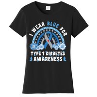 T1D Awareness Month Rainbow I Wear Blue For Type 1 Diabetes Women's T-Shirt