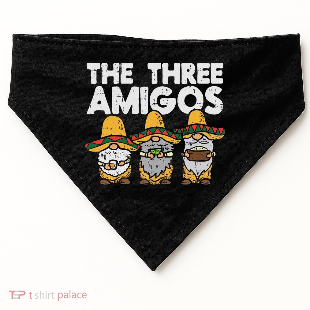 Three Amigos Mexican Gnomes Cute Cinco De Mayo Fiesta Garden USA-Made Doggie Bandana