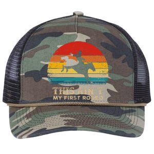 This AinT My First Rodeo Horse Riding Sunset Rodeo Retro Rope Trucker Hat Cap