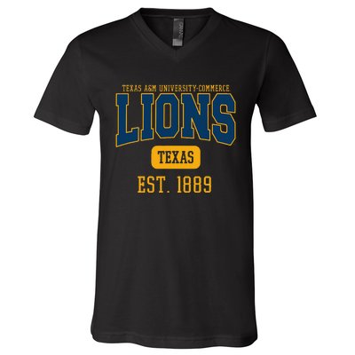 Texas A M Universitycommerce Lions Est. Date V-Neck T-Shirt