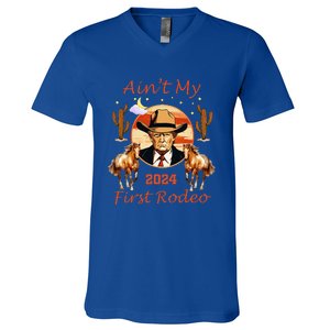 Trump AinT My First Rodeo Cowboy American Bull Riding V-Neck T-Shirt