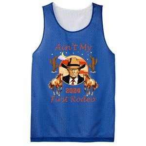 Trump AinT My First Rodeo Cowboy American Bull Riding Mesh Reversible Basketball Jersey Tank