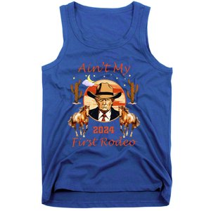 Trump AinT My First Rodeo Cowboy American Bull Riding Tank Top