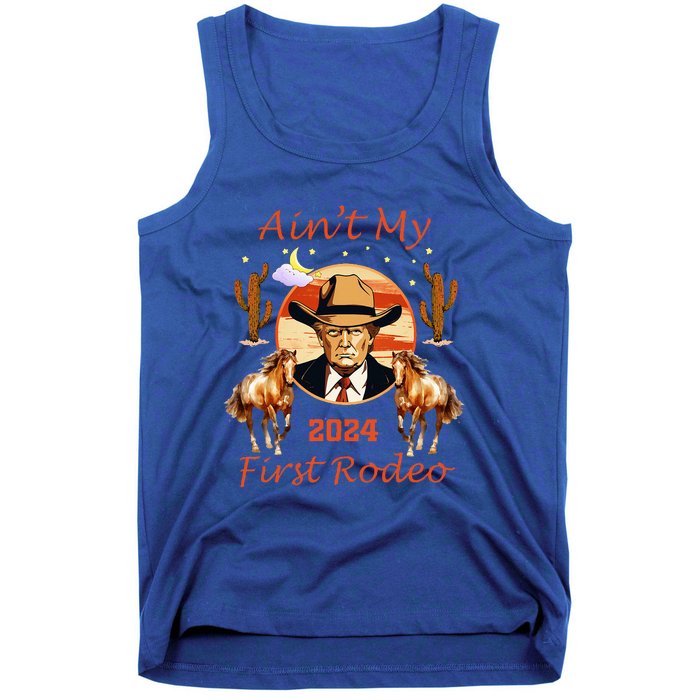 Trump AinT My First Rodeo Cowboy American Bull Riding Tank Top