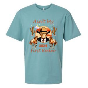 Trump AinT My First Rodeo Cowboy American Bull Riding Sueded Cloud Jersey T-Shirt