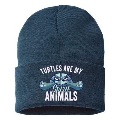 Turtle Are My Spirit Animals Gift For Turtle Lover Sustainable Knit Beanie